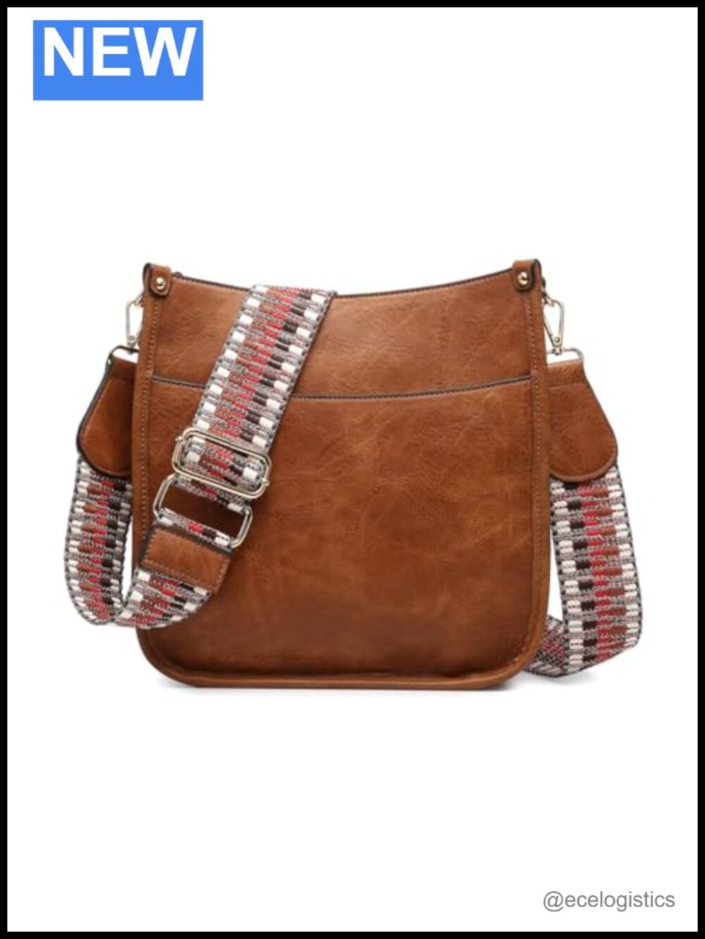 Trendy Crossbody Hobo Purse with Wide Guitar Strap Faux Leather